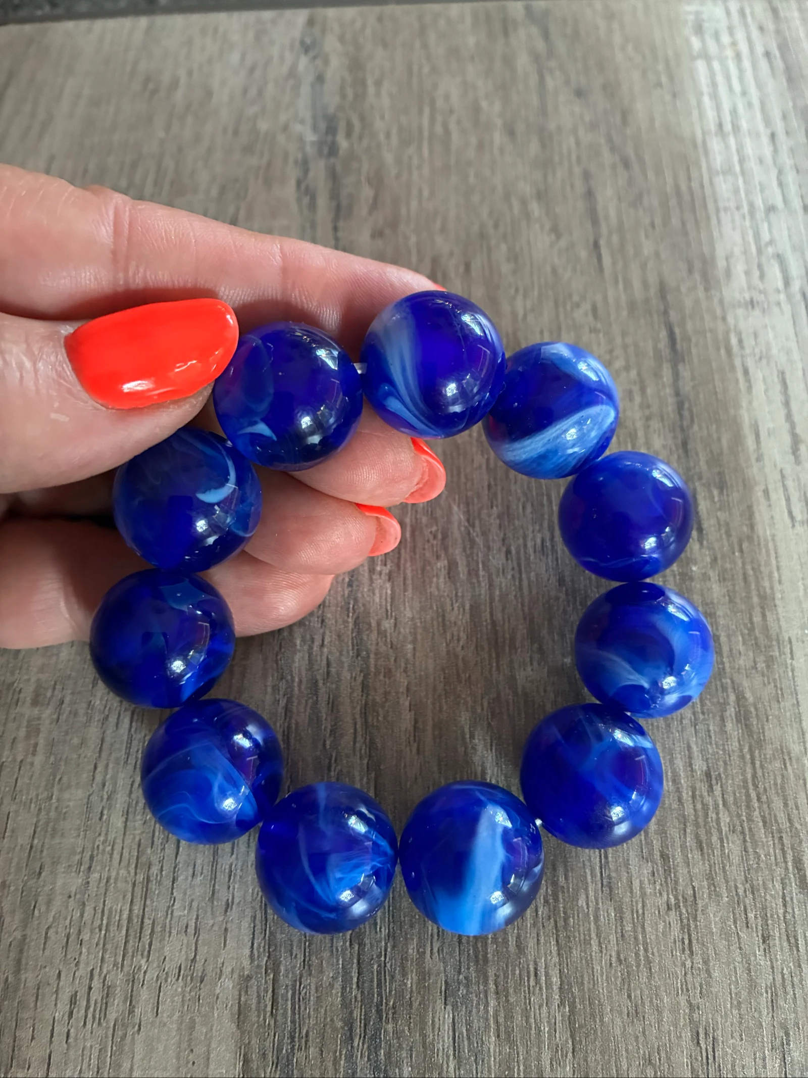 Bracelet, large blue stone beads – photo 2
